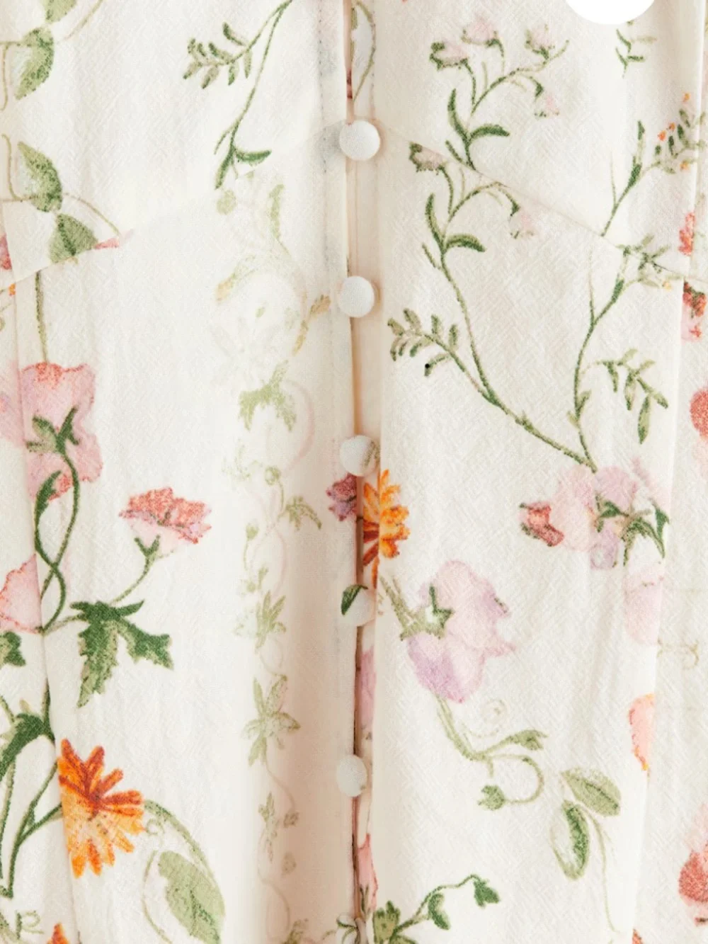 H&M FLORAL SEAM FITTED COTTON MIDI DRESS LARGE - Picture 3 of 3